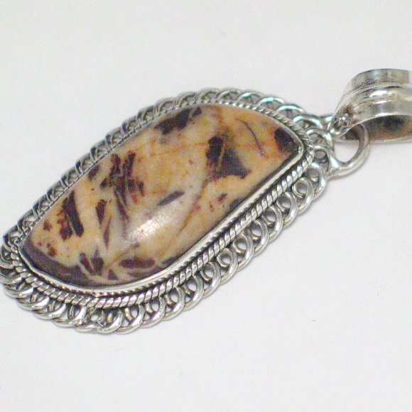Agate Pendant Sterling Silver Mocha Browns Mens - Picture 4 of 5